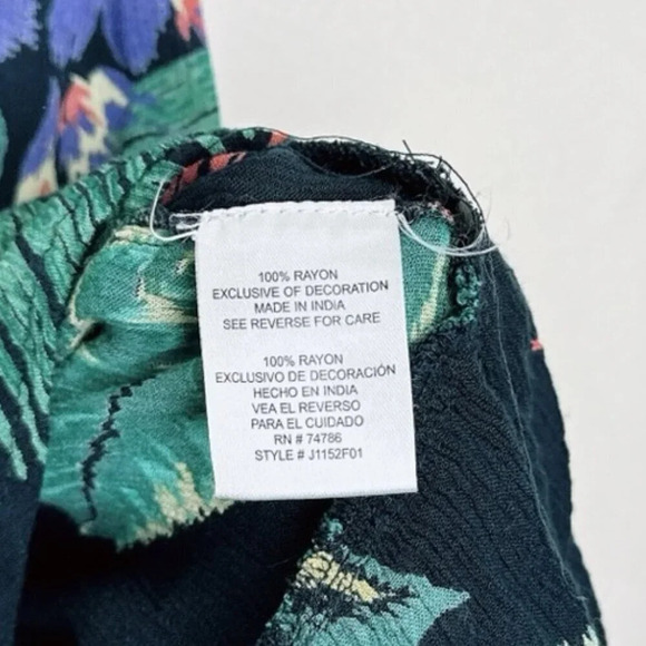 Patrons Of Peace Womens Xsmall Embroidered Tropical Print  Peplum Top - Picture 7 of 10